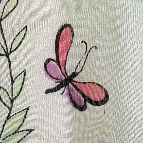 Vintage 60s square silk scarf garden floral butterflies painted hand rolled edge - Picture 3 of 16